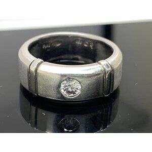 Engagement Ring Platinum Diamond 0.30ct 7mm Wide Band PT950 Women's Size 7.5